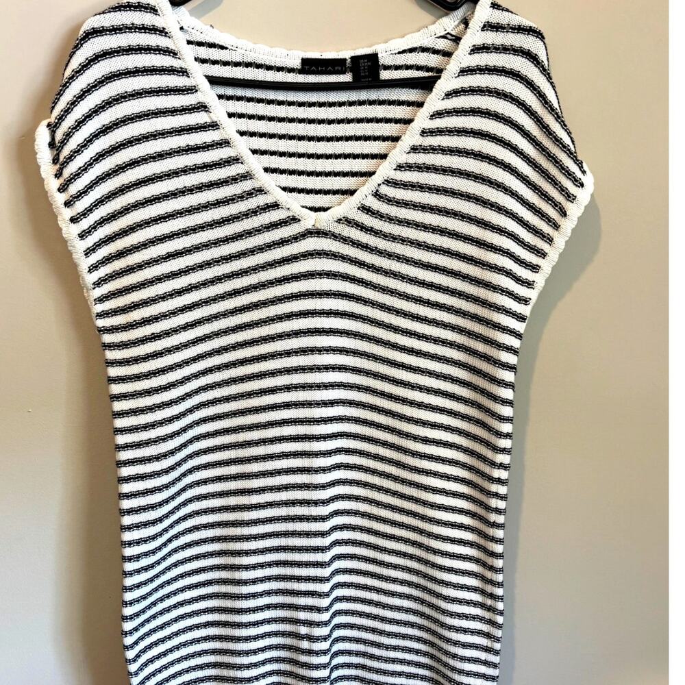 Chic Tahari Swim Knit Striped Cover-Up-Beach Summer Dress - M